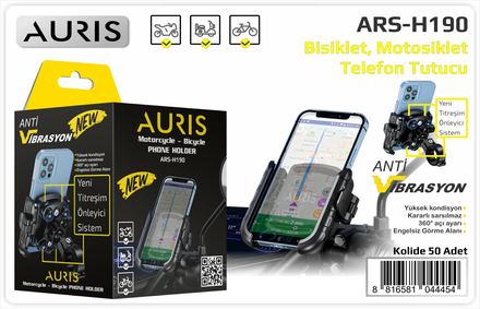 Auris H190 Anti Vib.Motorsiklet Telefon Tutucu